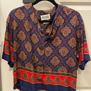 Melissa Casual Button Down Shirt Blue and Red